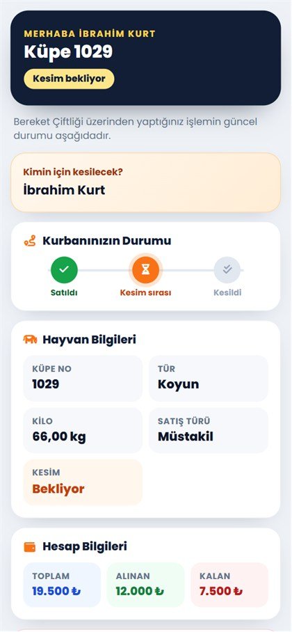 Müşteriye giden bilgi sayfası (telefon)
