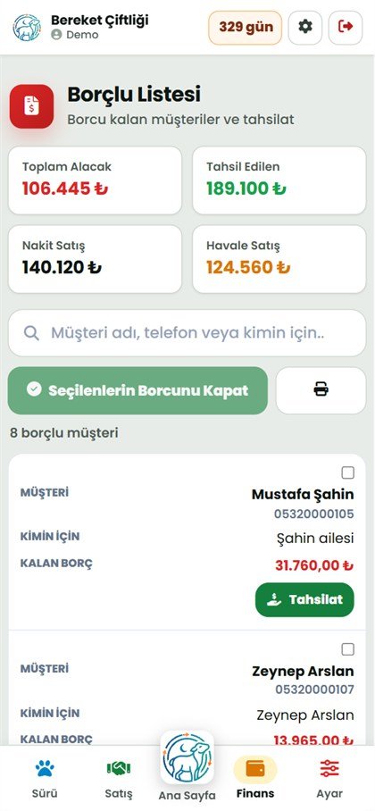 AdakTakip borçlu listesi ve tahsilat (telefon)
