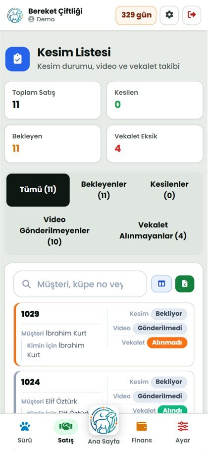 AdakTakip kesim listesi (telefon)